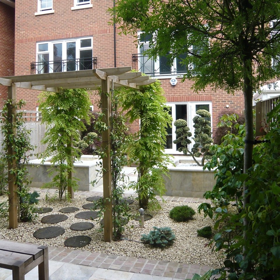 This is the Zen garden I designed for my clients in this town garden in Wantage. This view is looking back at the house