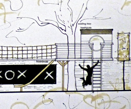 Here's my drawing for a treehouse & walkway for this Oxford town garden. Love doing these!