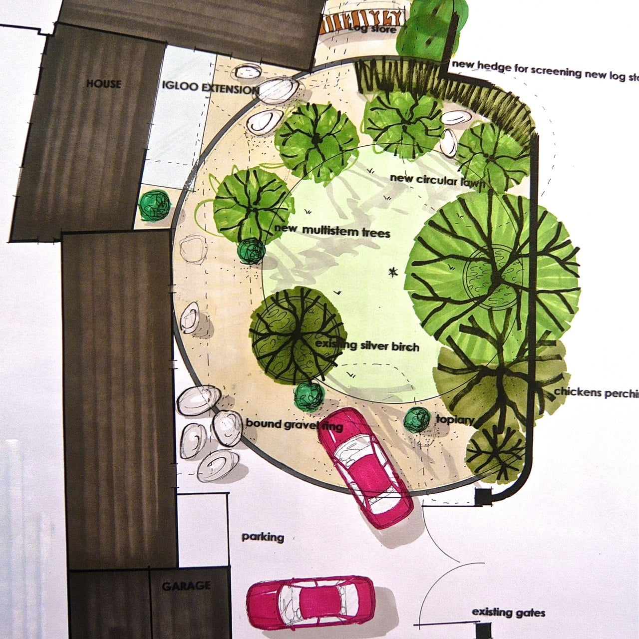 This is my plan drawing for a contemporary front garden in a coastal style in Norfolk