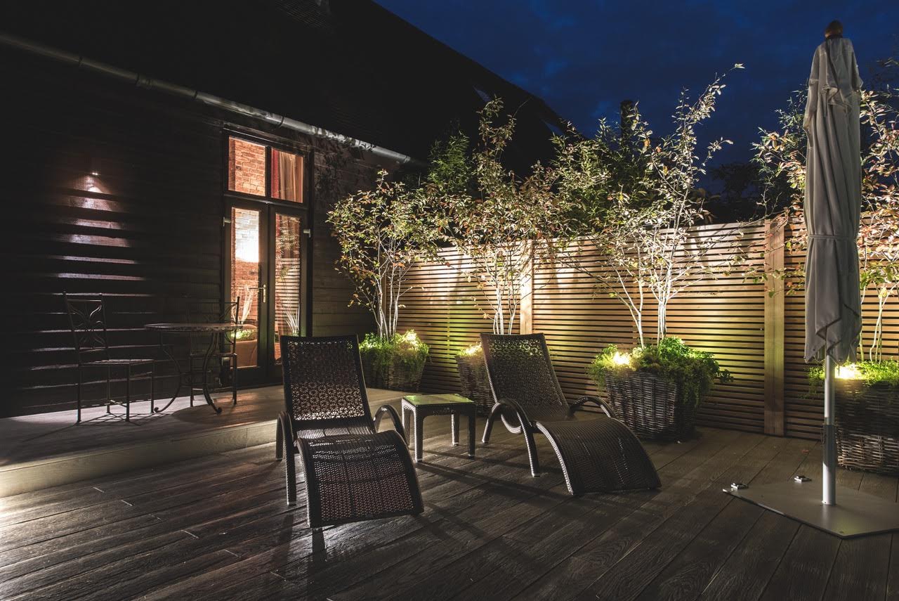 Night time lighting for this modern garden design