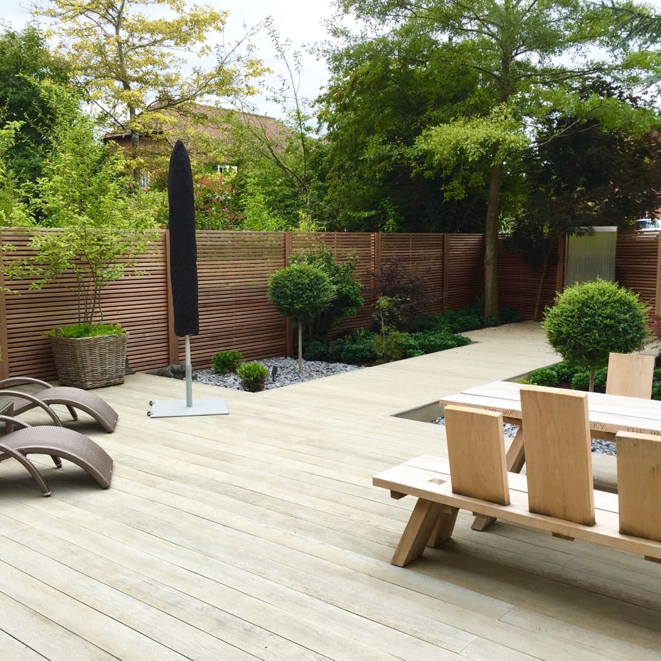 Millboard decking was used as a non slip easy care courtyard garden