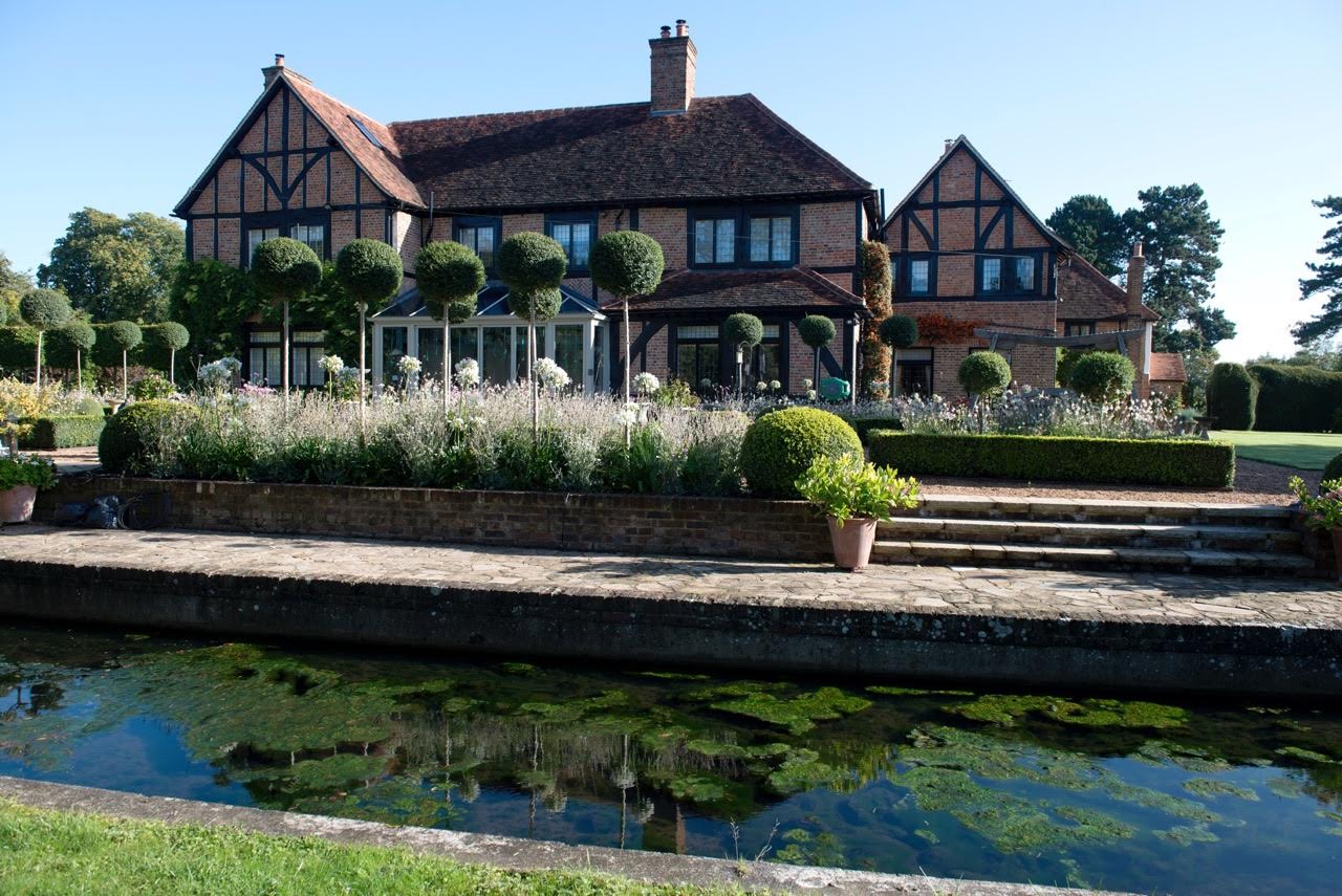 Mixed white planting & topiary at this large garden I designed