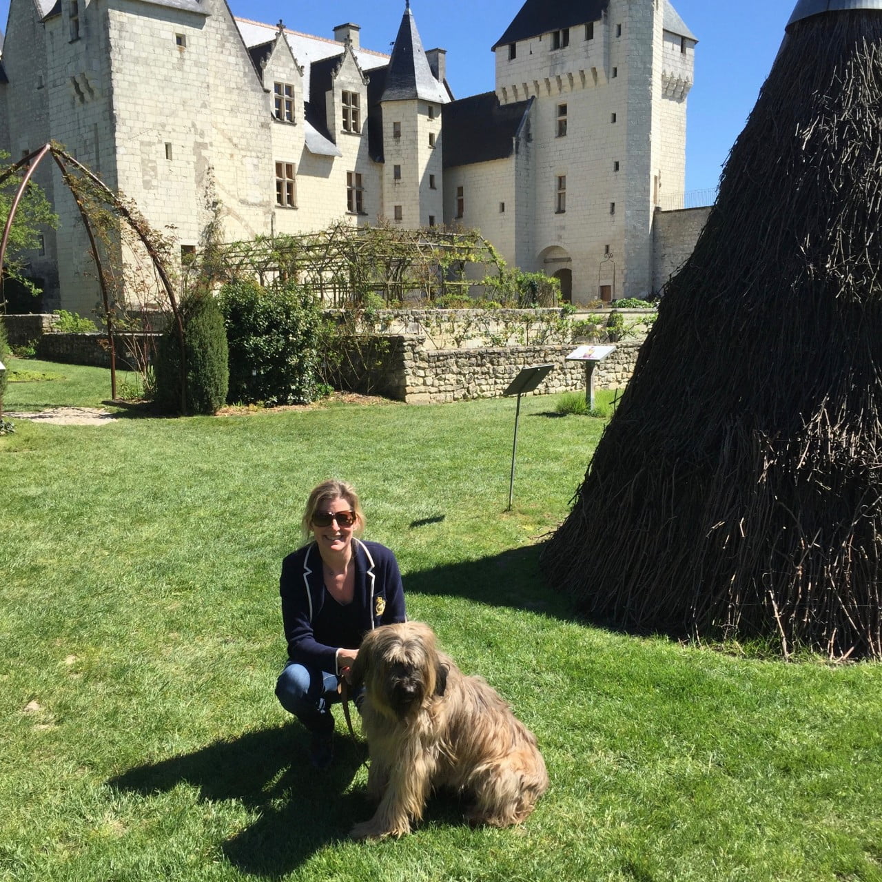 This is me & my dog Charlie in a beautiful chateau garden in the Loire