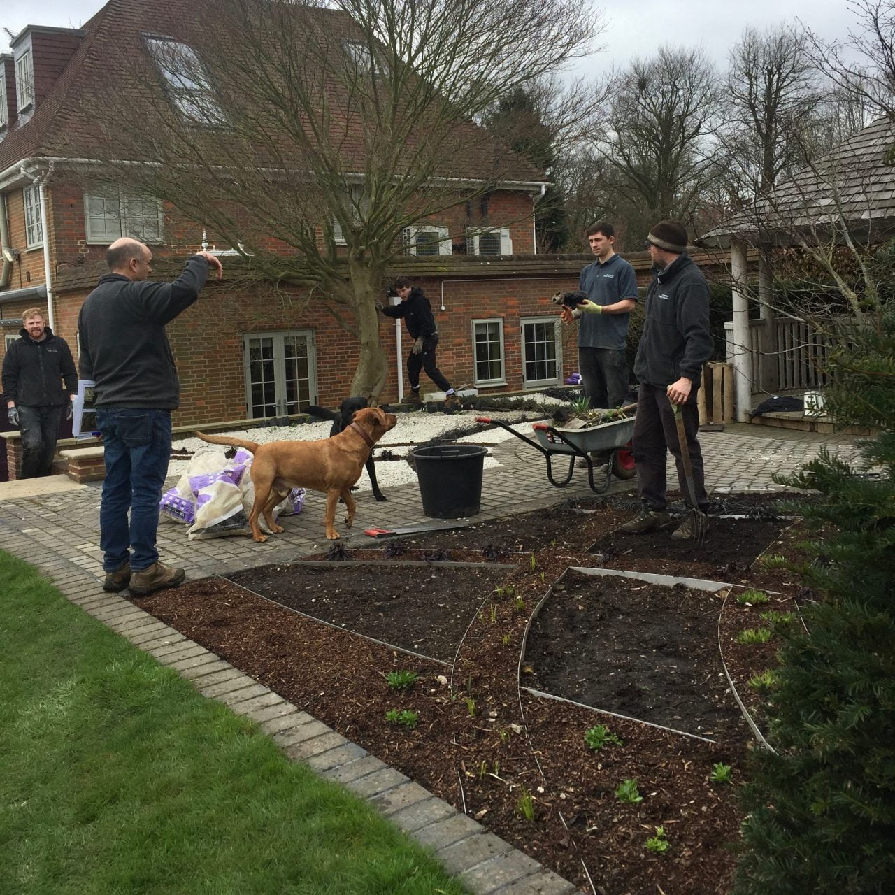 Work underway creating a contemporary gravel garden in Buckinghamshire