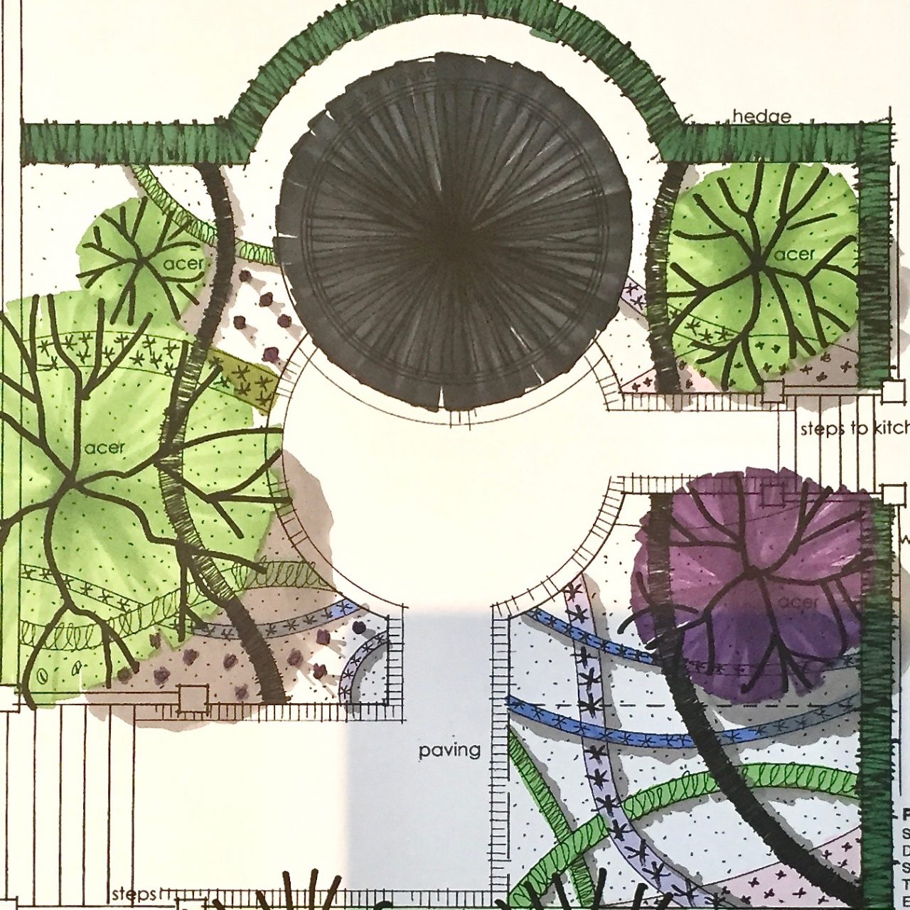 A contemporary design for a small modern courtyard in a Buckinghamshire gravel garden