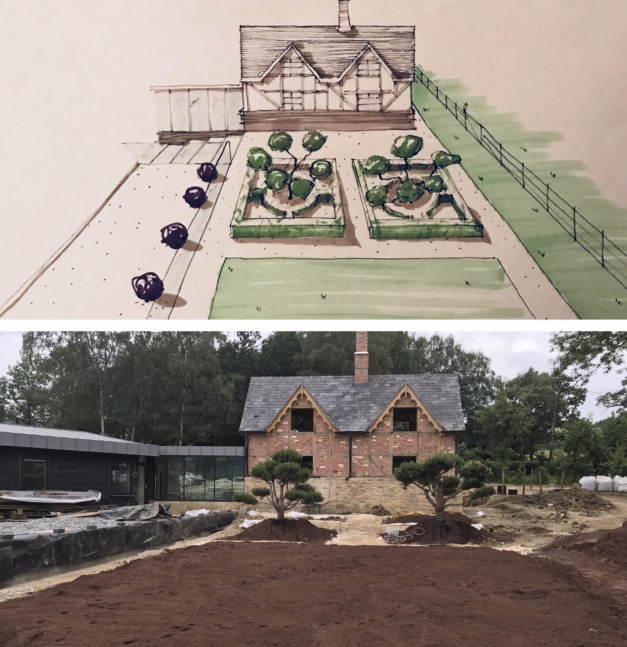 A sketch of my proposal & the real garden underway