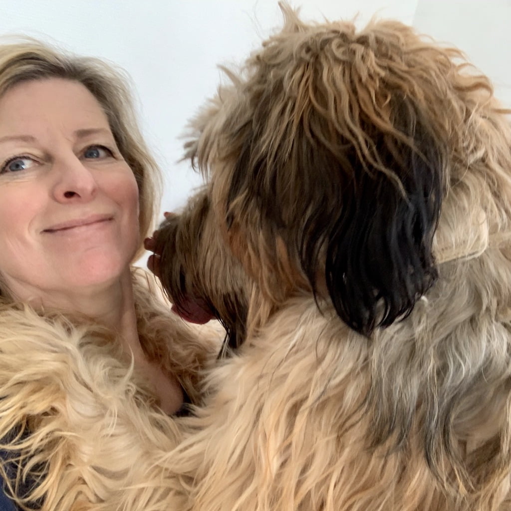 Jo Alderson Phillips with Bruno her two year old Briard. www.joannealderson.co.uk