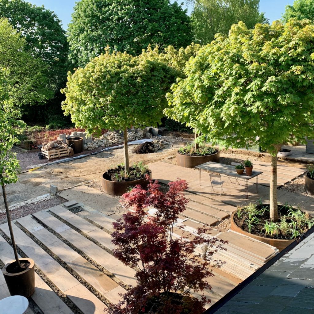 The view of our garden whilst being built from above