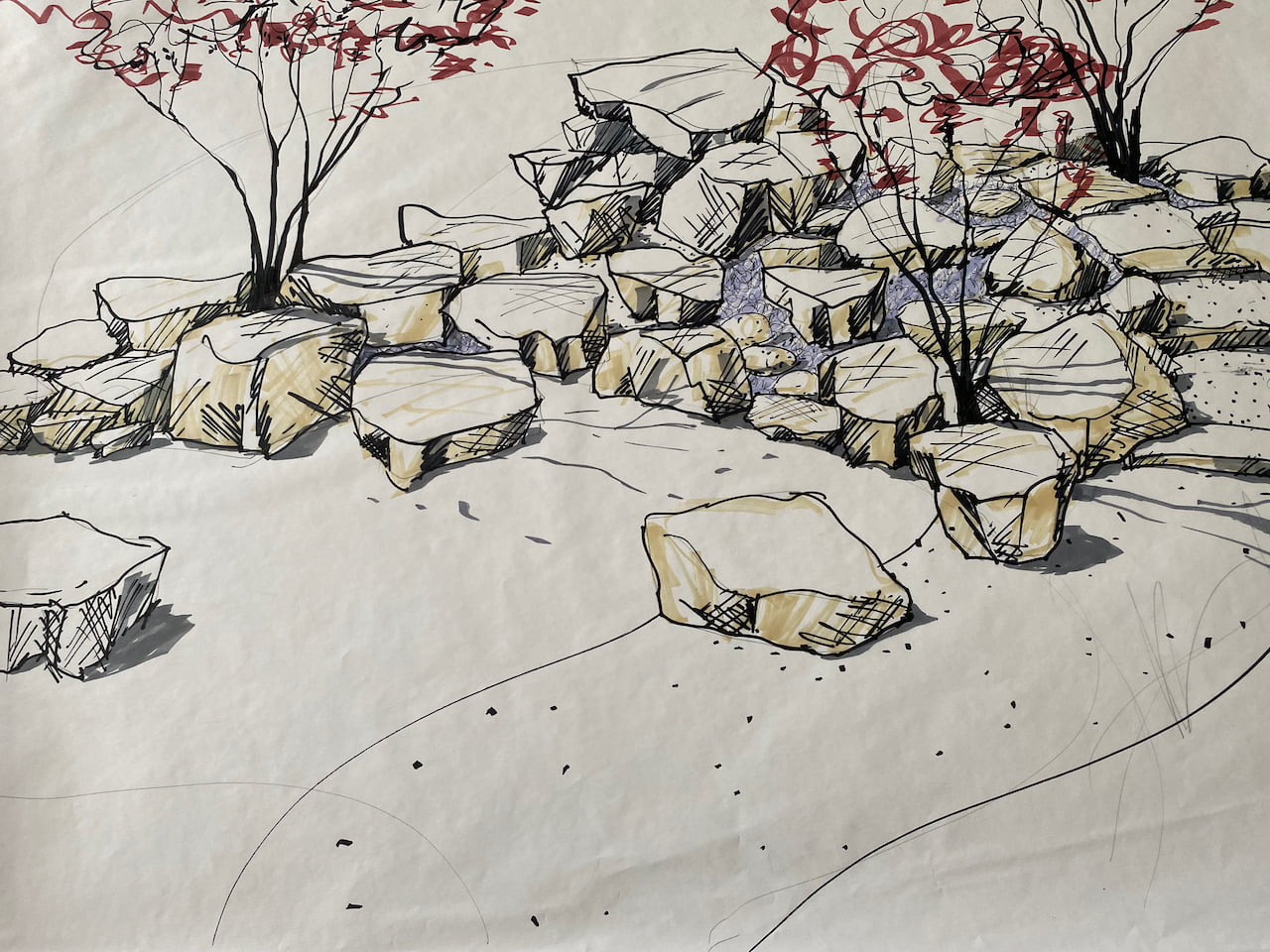 boulder drawings by Jo Alderson Phillips