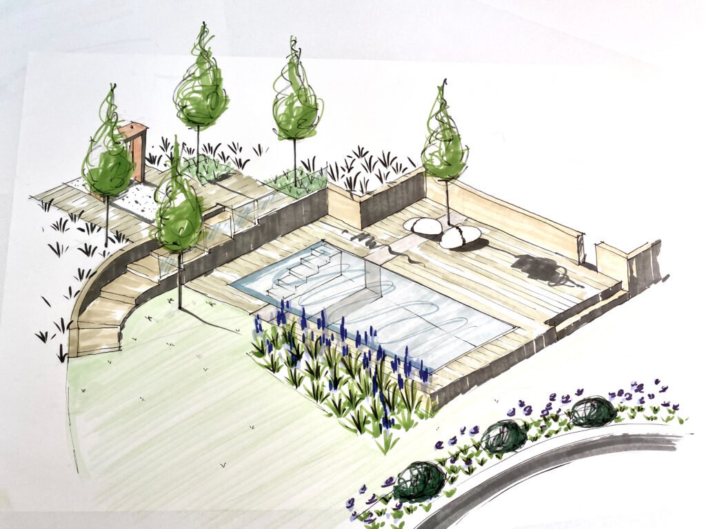 Swimming pool & terraces by Jo Alderson Phillips @ Joanne Alderson Design