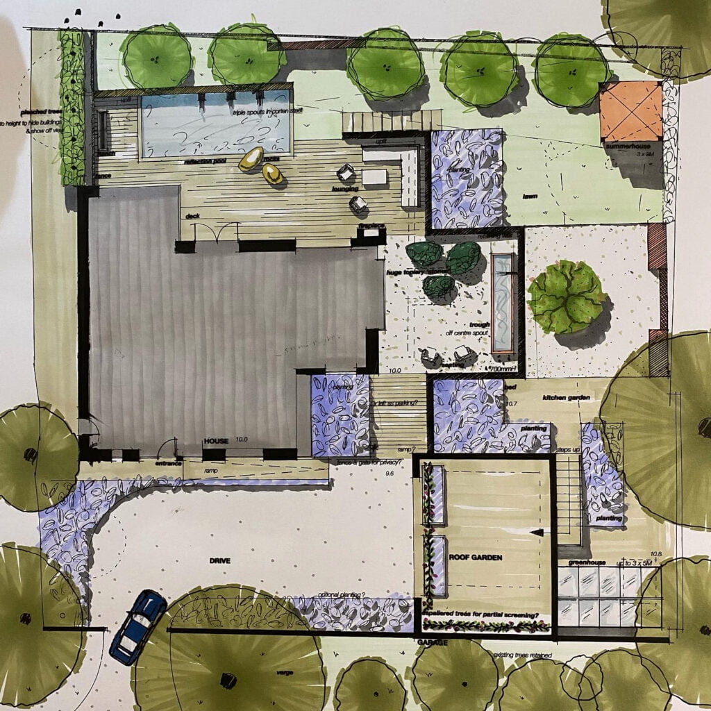 Plan view of a contemporary garden by Joanne Alderson Design