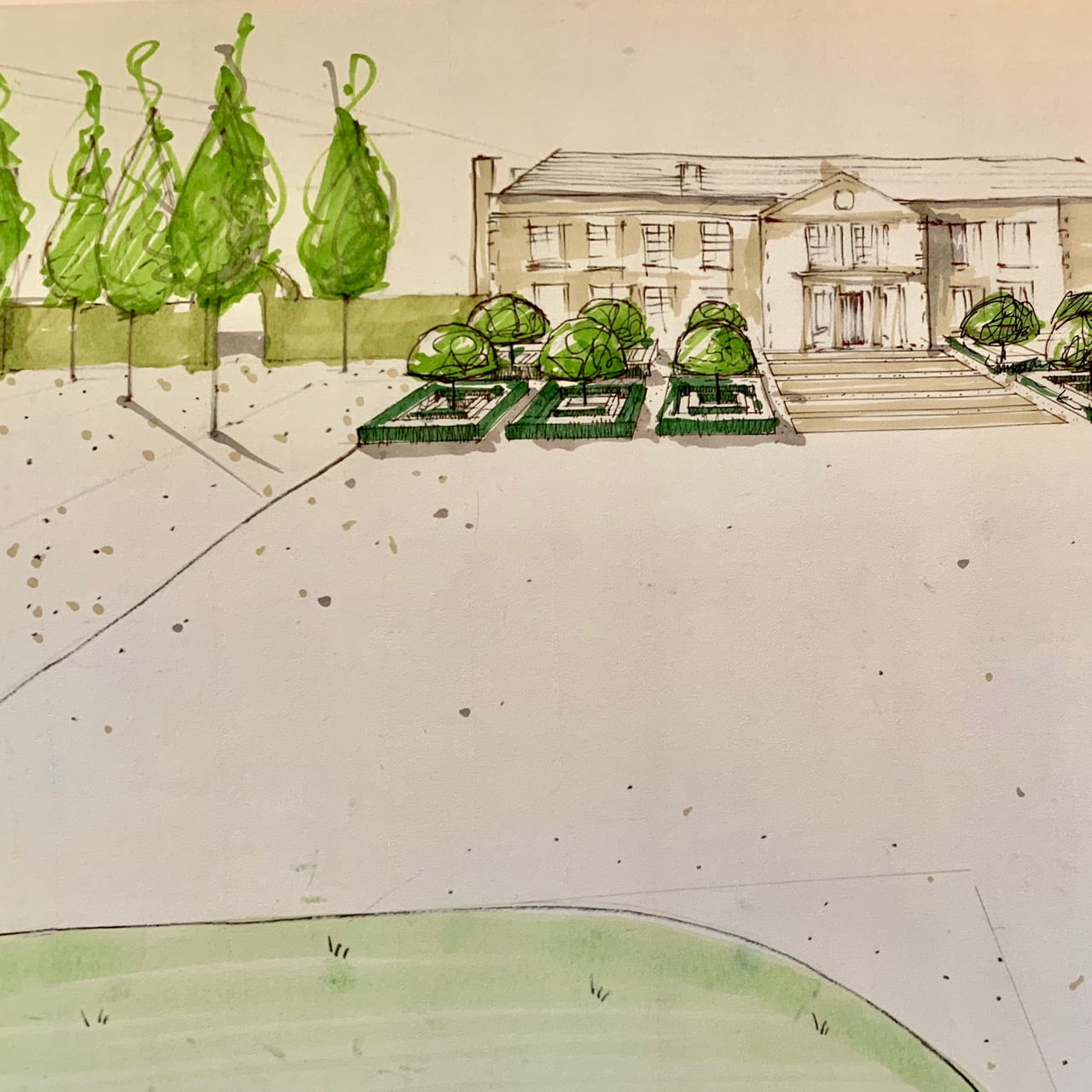 rough sketch of frontage proposal by Joanne Alderson Design Ltd