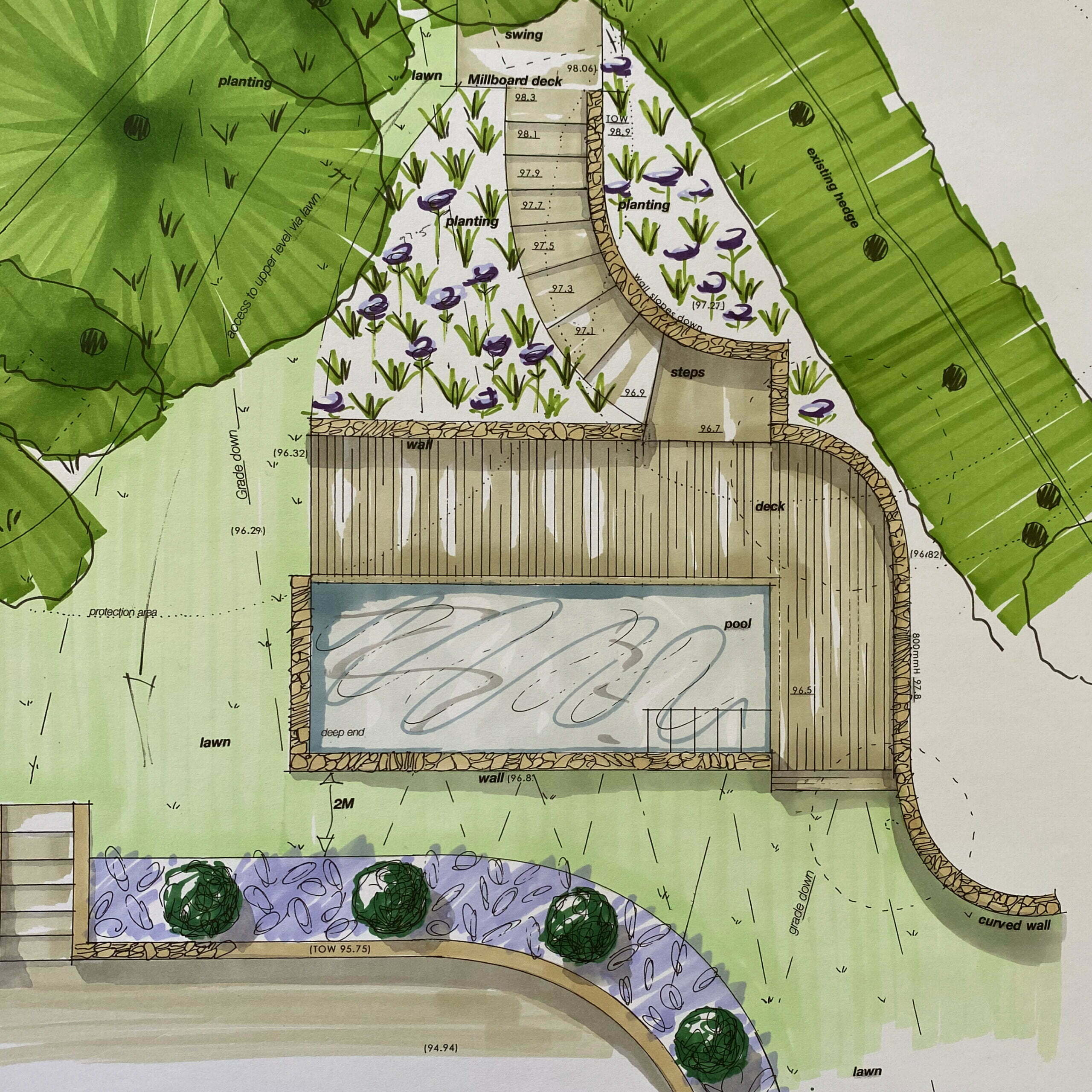 garden design with a swimming pool near Bath