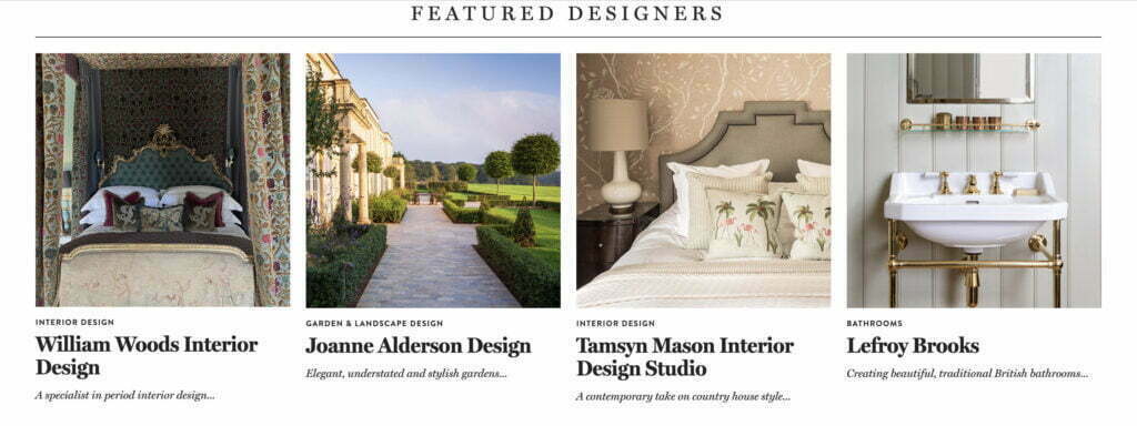 page from The List website featuring Jo Alderson Design as one of their featured designers