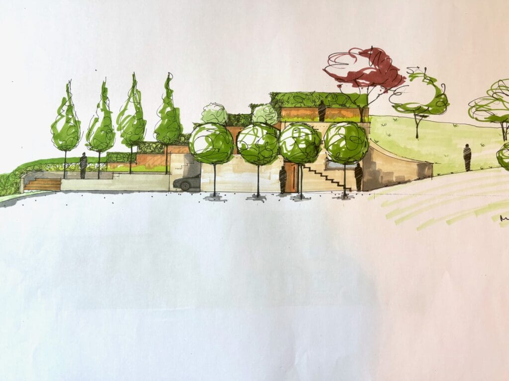 Terraced Cotswold cottage garden