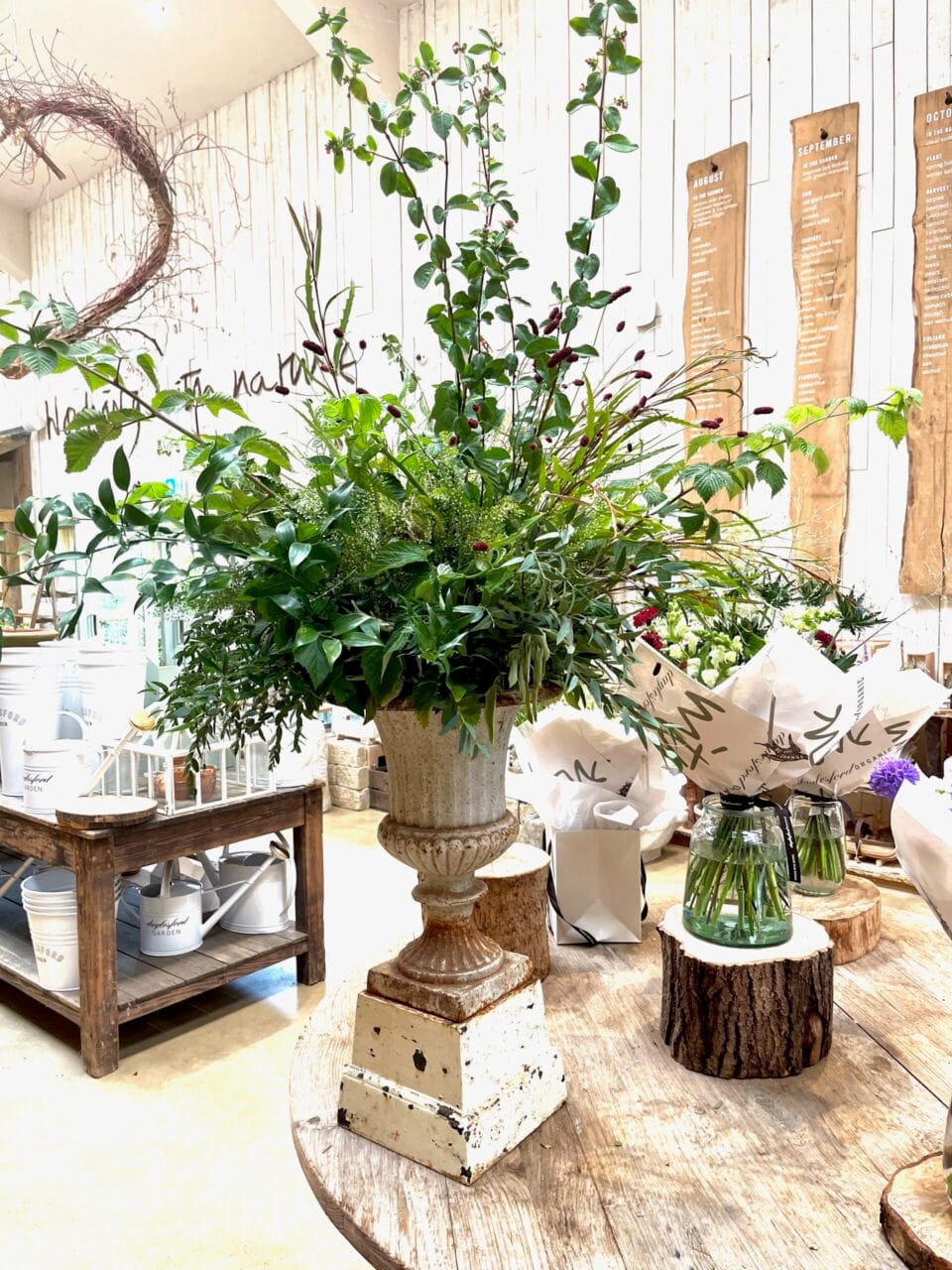 Floristry display at Daylesford Farm