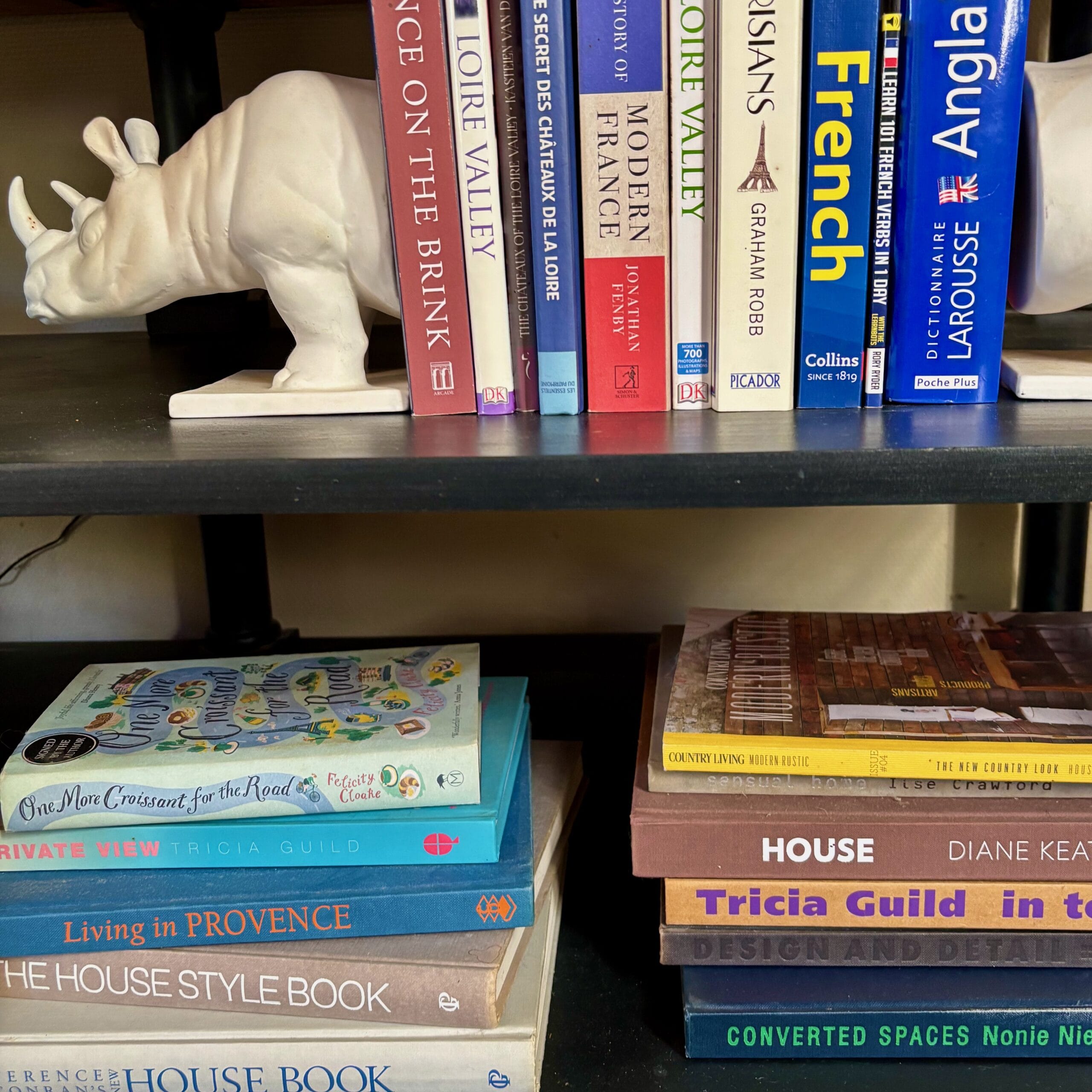 Some of my design books in my French house